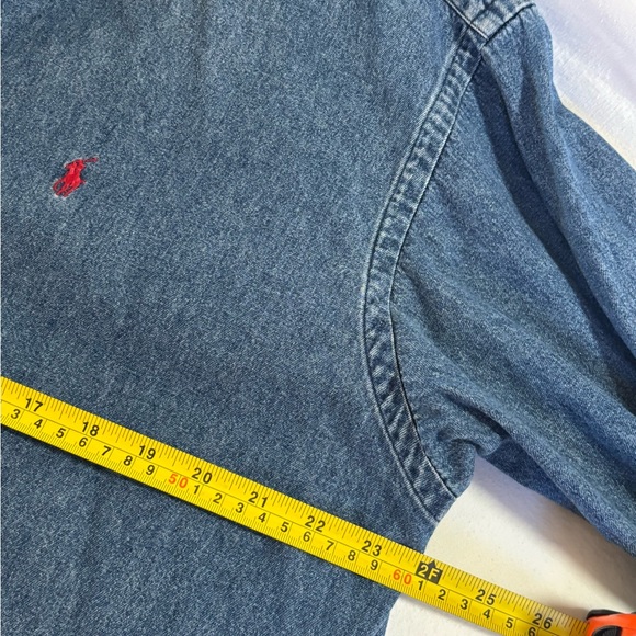 Ralph Lauren Blue Denim Casual button down Shirt LARGE - Picture 7 of 9
